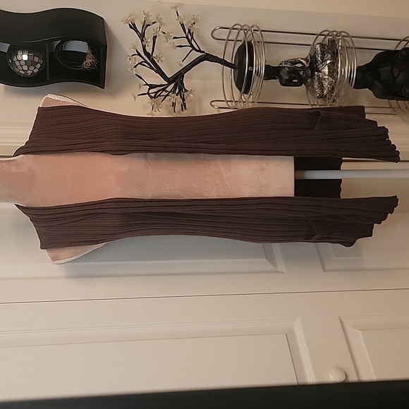 Dress Barn Chocolate Brown Sleeveless Long Cardigan, Size L. with pockets. - Picture 1 of 7